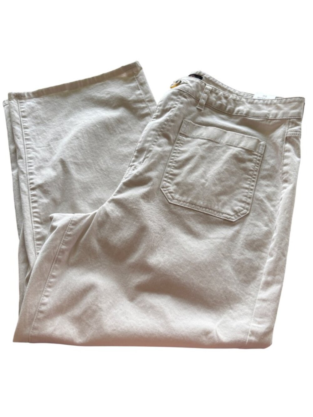 Quince Organic Stretch Cotton Chino Cropped Wide Leg Pants Frost White Sz16 NWOT - Picture 5 of 11
